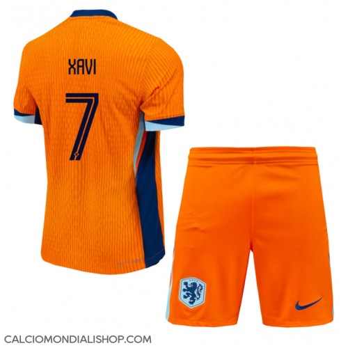 Maglie da calcio Olanda Xavi Simons #7 Prima Maglia Bambino Europei 2024 Manica Corta (+ Pantaloni corti)